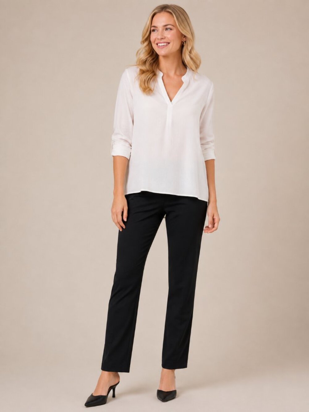 2/$30 Chico's Mid Rise Straight Leg Trouser Black 12 #A4113